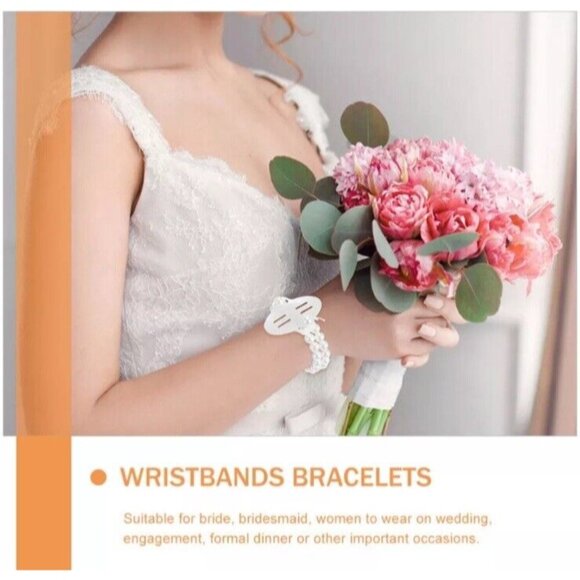 6pc Wrist Corsage Bridal Prom Elegant Beaded Faux Pearl Bracelets Wedding Formal - Picture 2 of 11